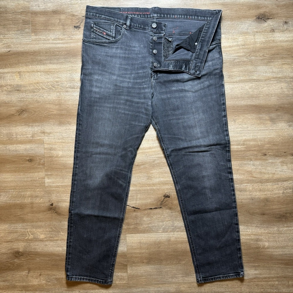 Diesel 2005 D-Fining Jeans Mens 38x28 Black Tapered Stretch Denim Button Fly